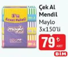 MAYLO ÇEK AL KAĞIT MENDİL 3X150'Lİ fiyat ve kampanya bilgisi